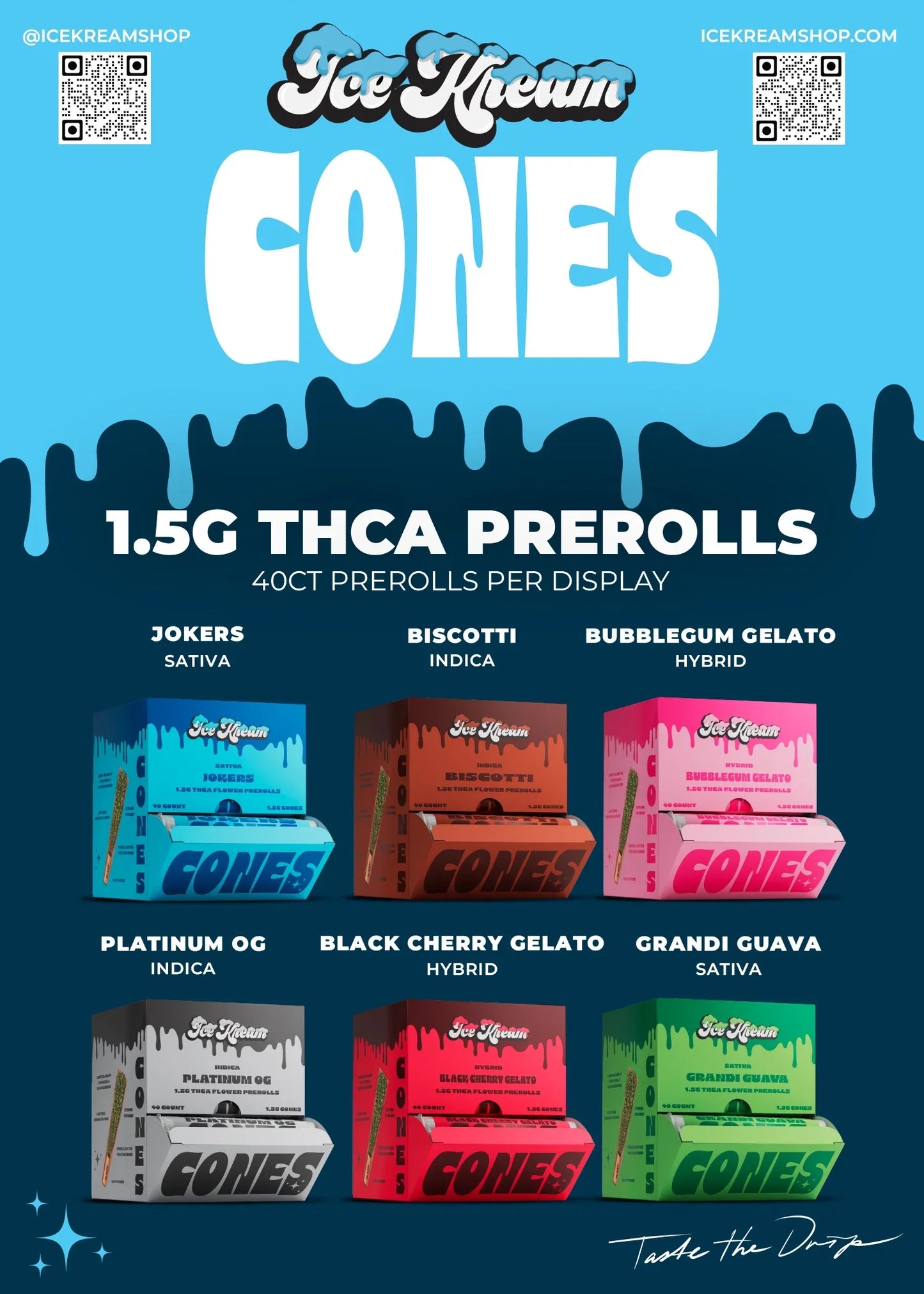 Ice Kream THCA 1.5G Pre-roll CONES (40 Count Display)