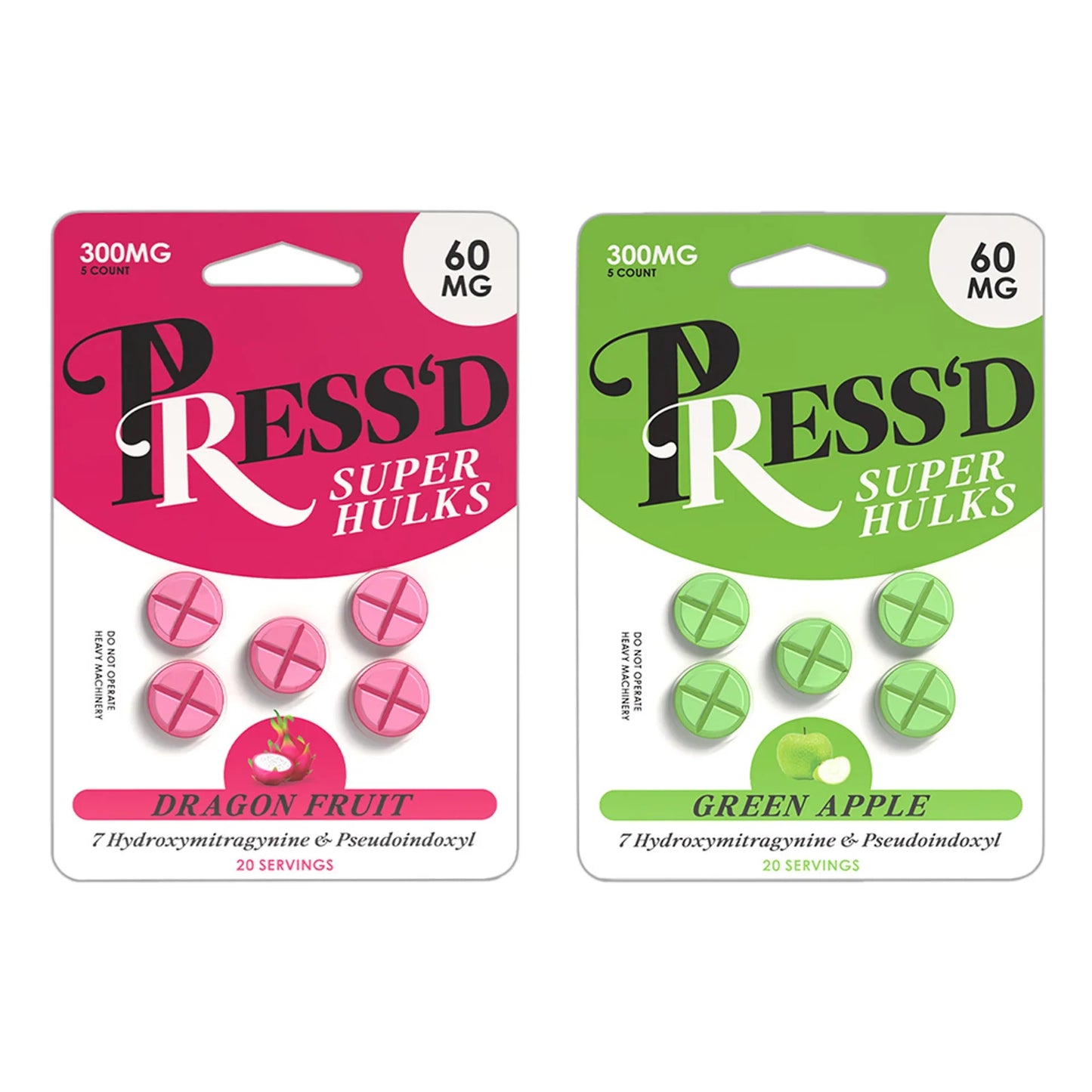 Press'd Super Hulk Blend Kratom 60mg Tablets (10-Pk Display)