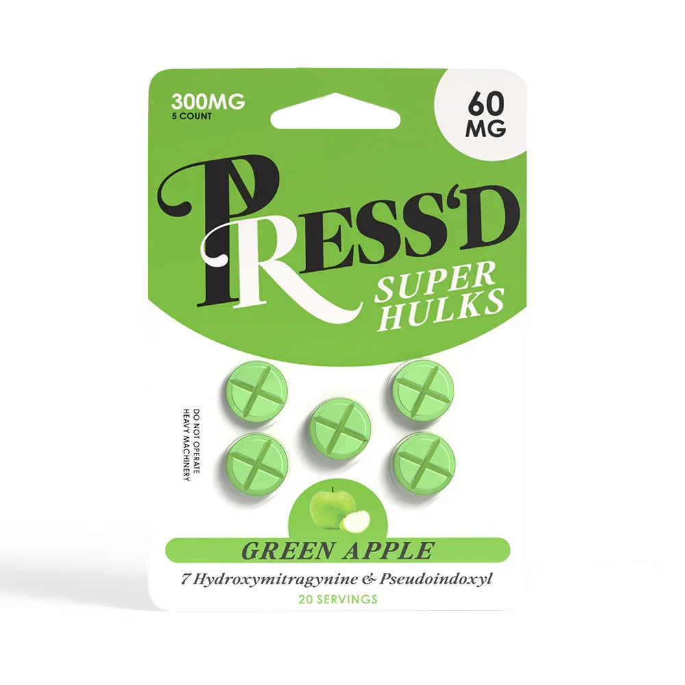 Press'd Super Hulk Blend Kratom 60mg Tablets (10-Pk Display)