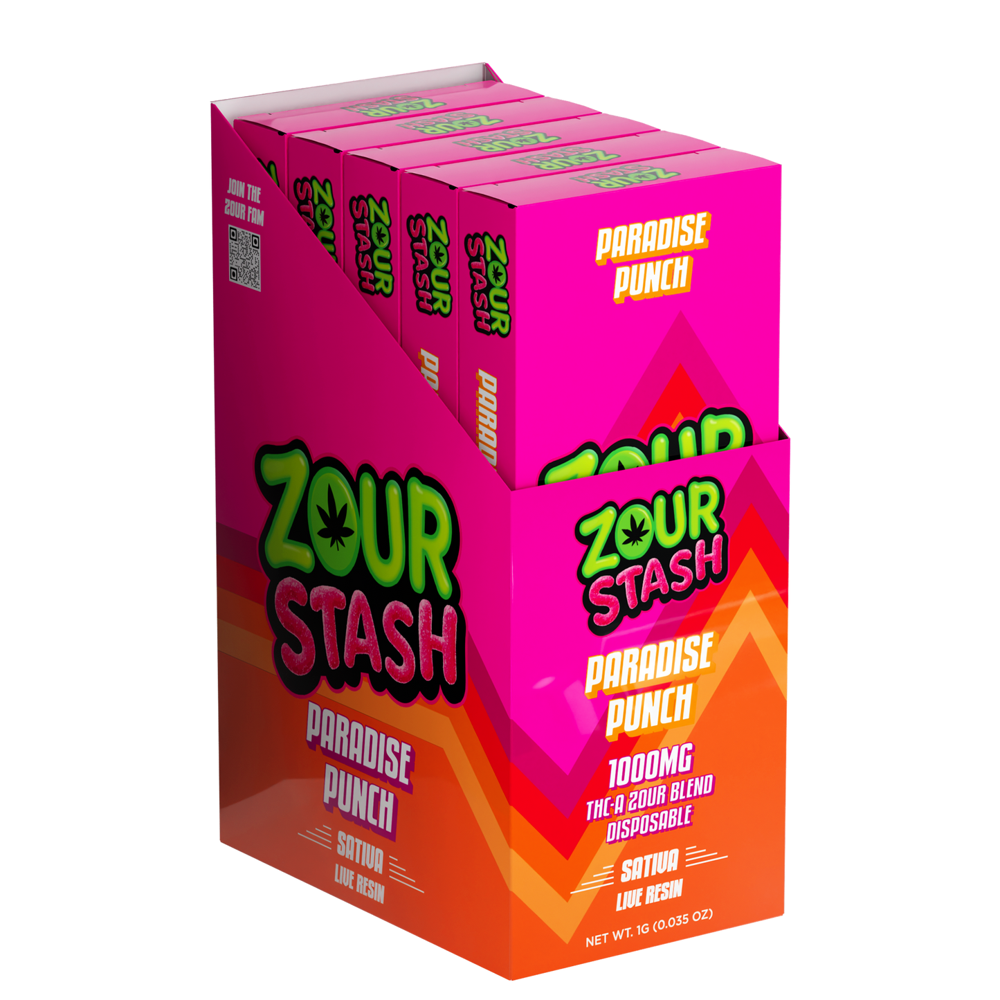 Zour Stash THC-A 1G Live Resin Disposable (5pk Display)