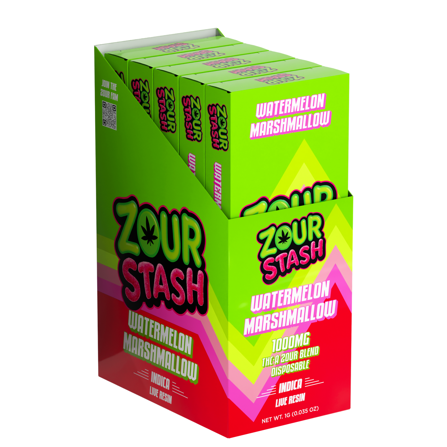 Zour Stash THC-A 1G Live Resin Disposable (5pk Display)