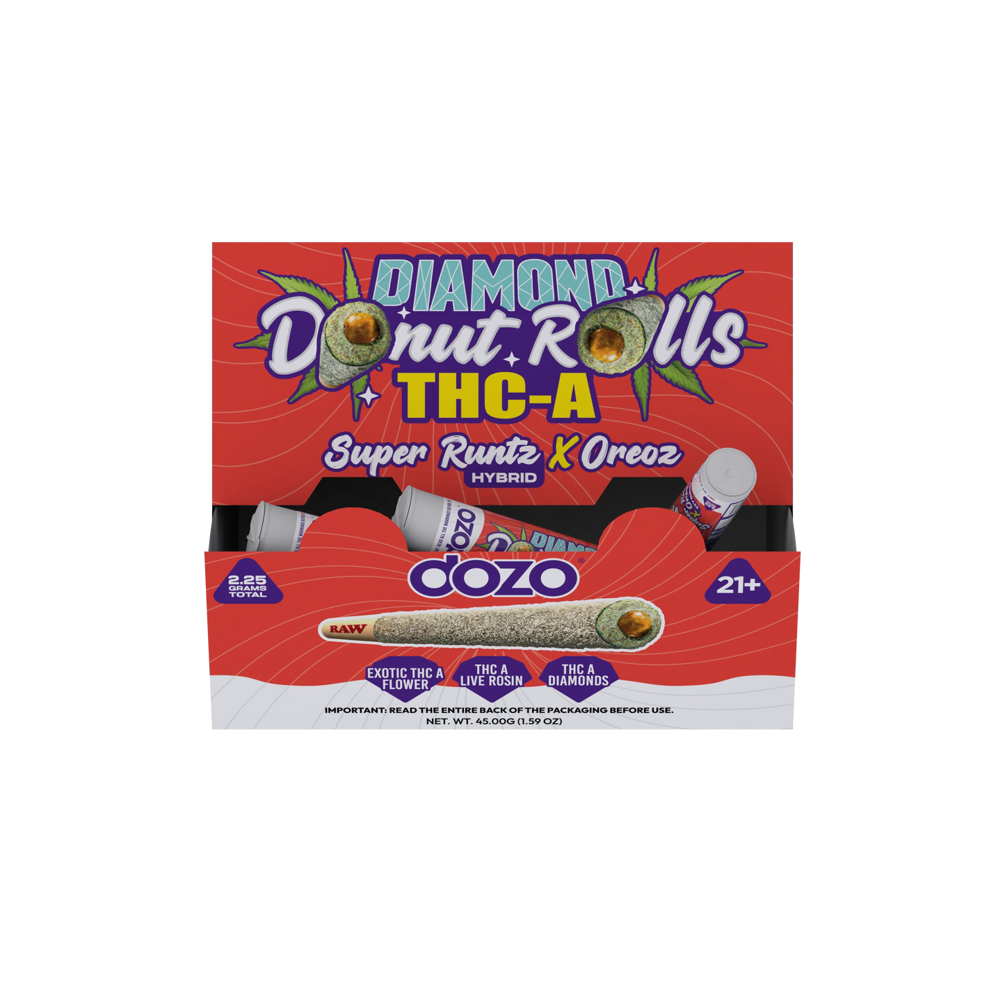 Dozo Diamond THCA Live Rosin 2.25G Donut Rolls (20pk Display)