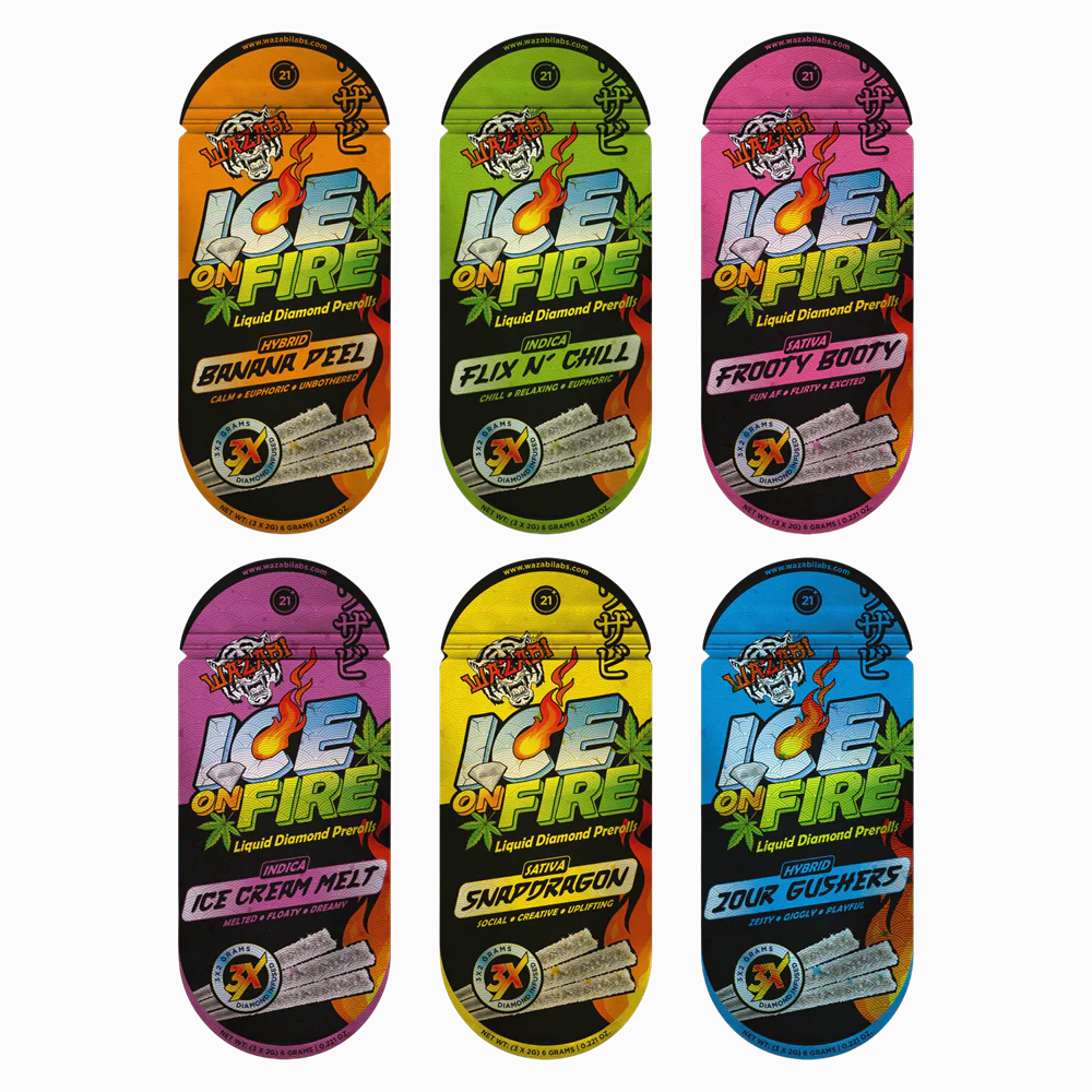 Wazabi 3ct Ice on Fire 2G THCA Pre-roll (5pk Display)
