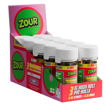 Zour Stash 1GX3pk THC-A Ha$hiez Pre-rolls (10pk Display)