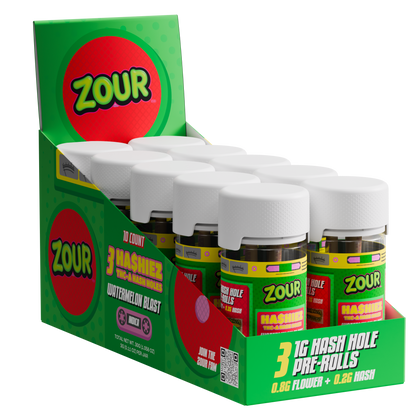 Zour Stash 1GX3pk THC-A Ha$hiez Pre-rolls (10pk Display)
