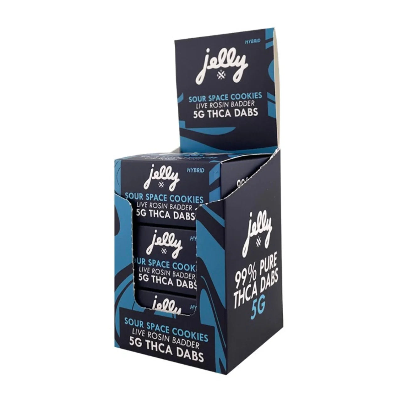 Box of jelly Sour Space Cookies THCA Dabs on a white background