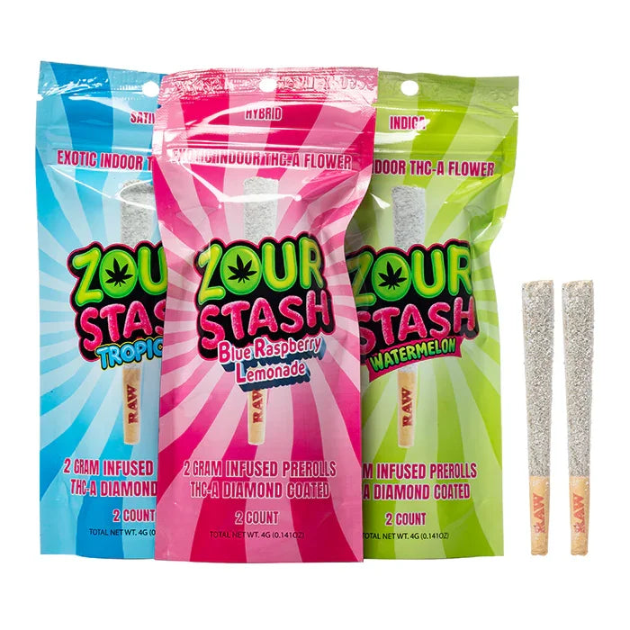 Zour Stash THCA Diamond Coated Pre-Rolls 2GX2pk (10ct Display)